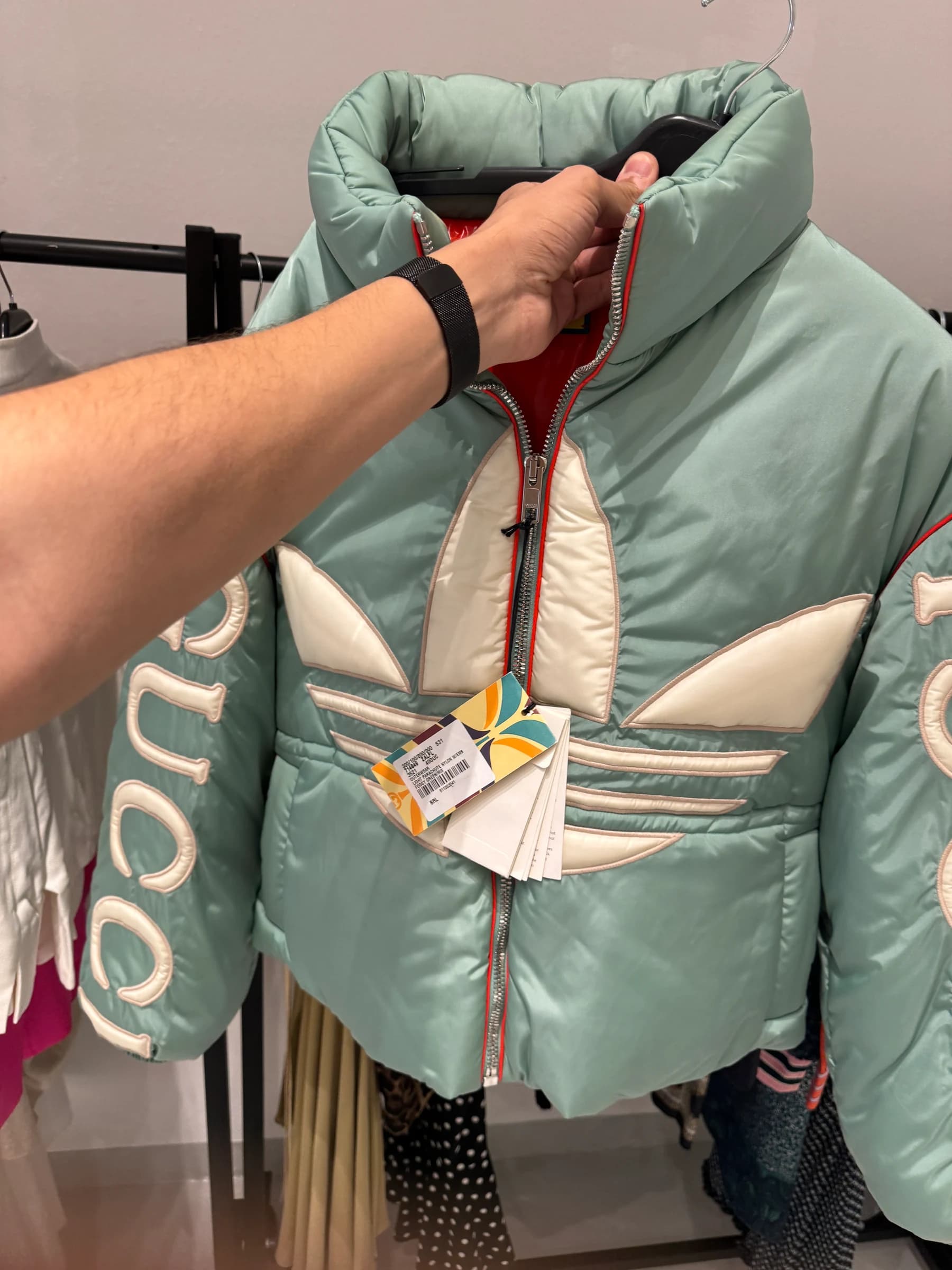 Gucci adidas x Gucci Trefoil Mint Puffer Mont görsel 6