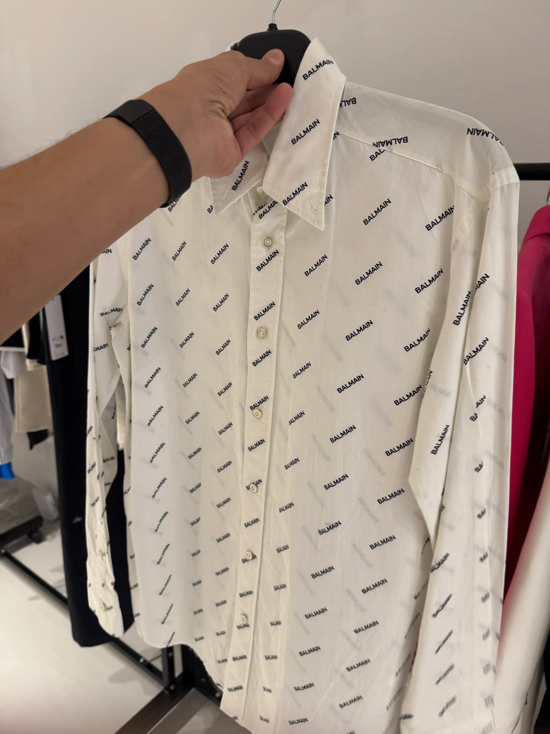 Balmain Logo Baskılı Beyaz Gömlek görsel 6