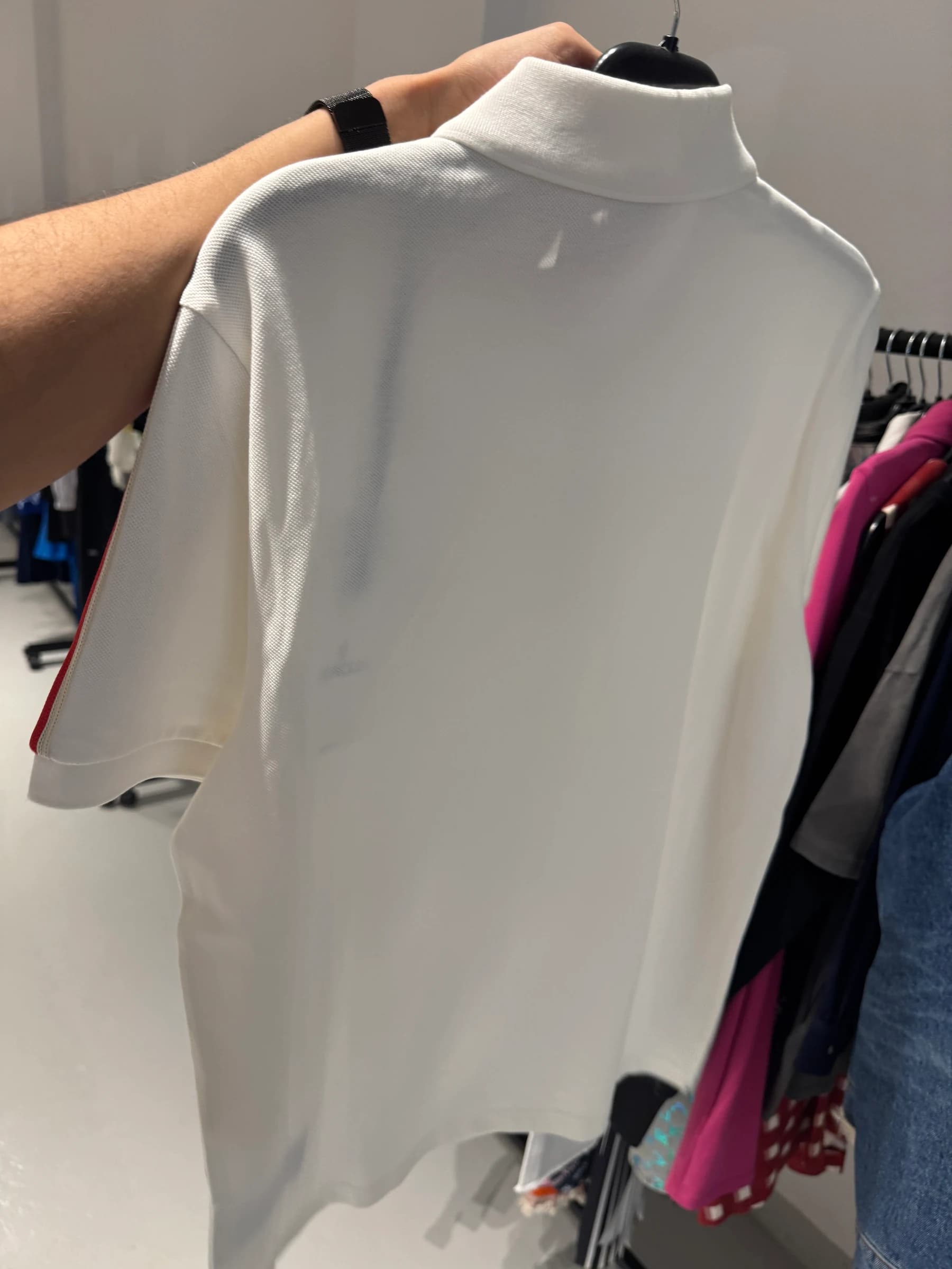 Moncler Logo Patch Triko Şeritli Beyaz Polo görsel 7