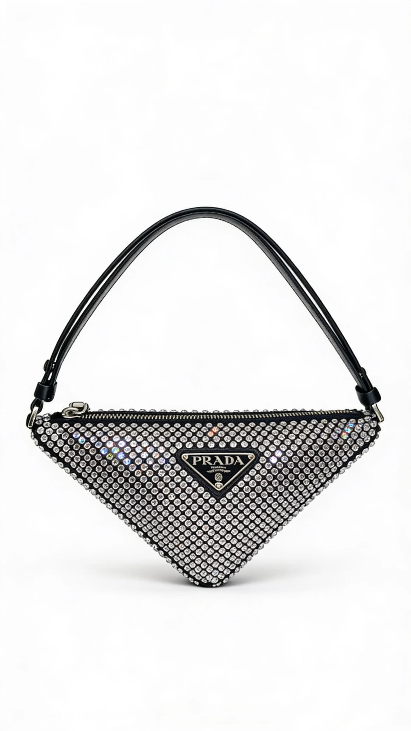 Prada Triangle Kristal Saten Mini Kol Çantası