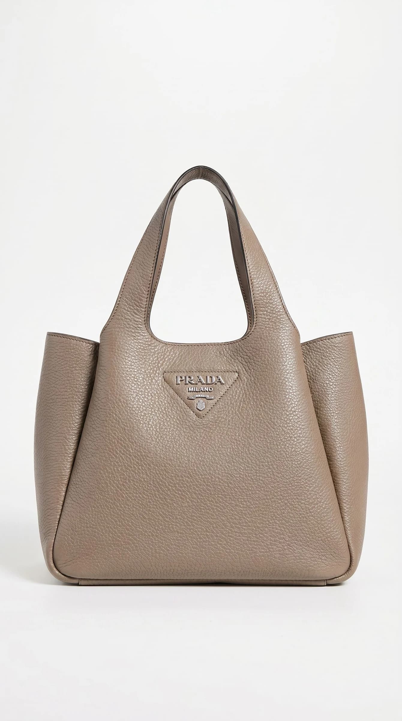 Prada Vitello Daino Soft Shopping Argilla Deri Omuz Çantası görsel 2