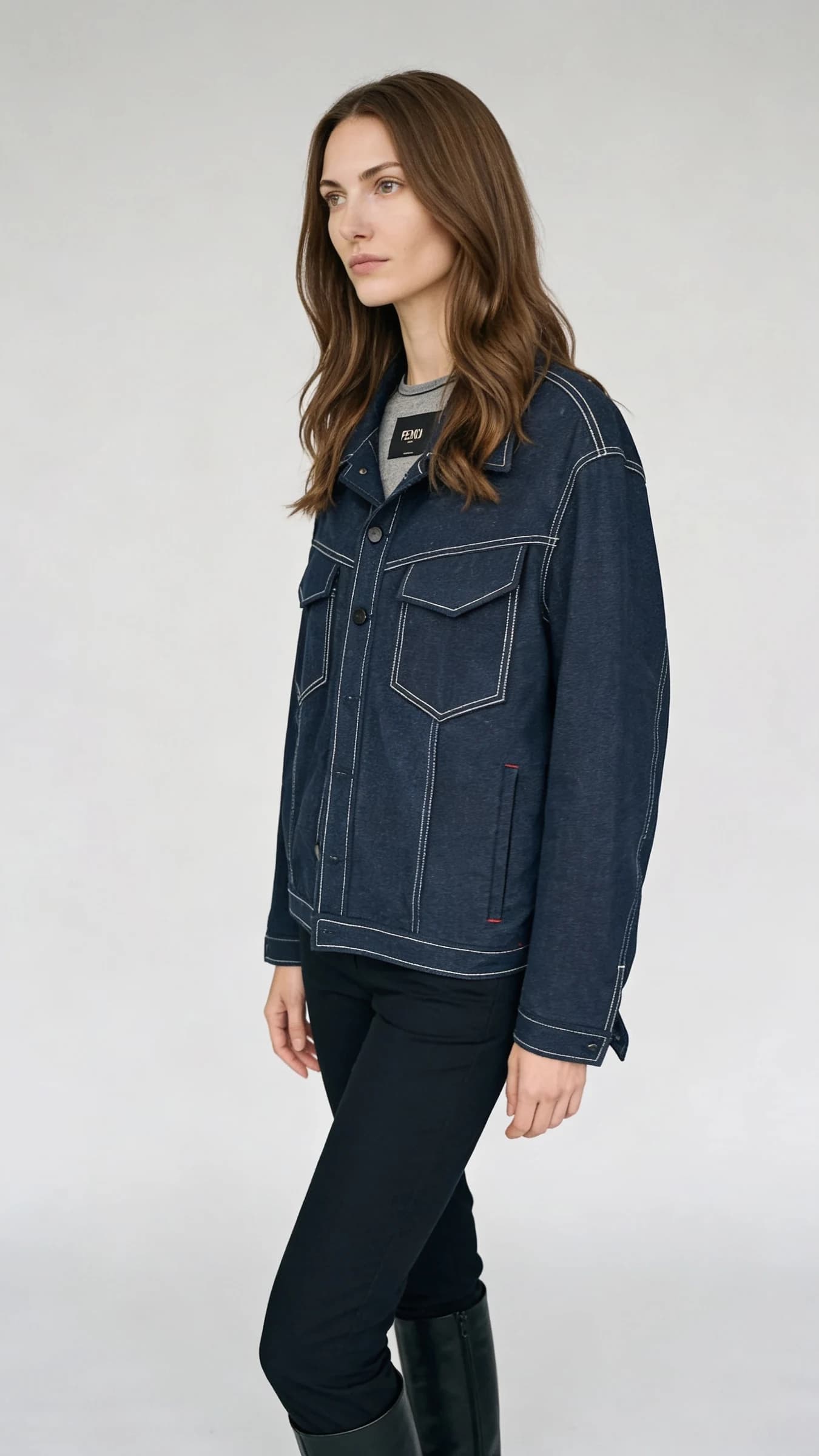 Fendi FF Şeritli Denim Ceket (gpt-seedream) görsel 2