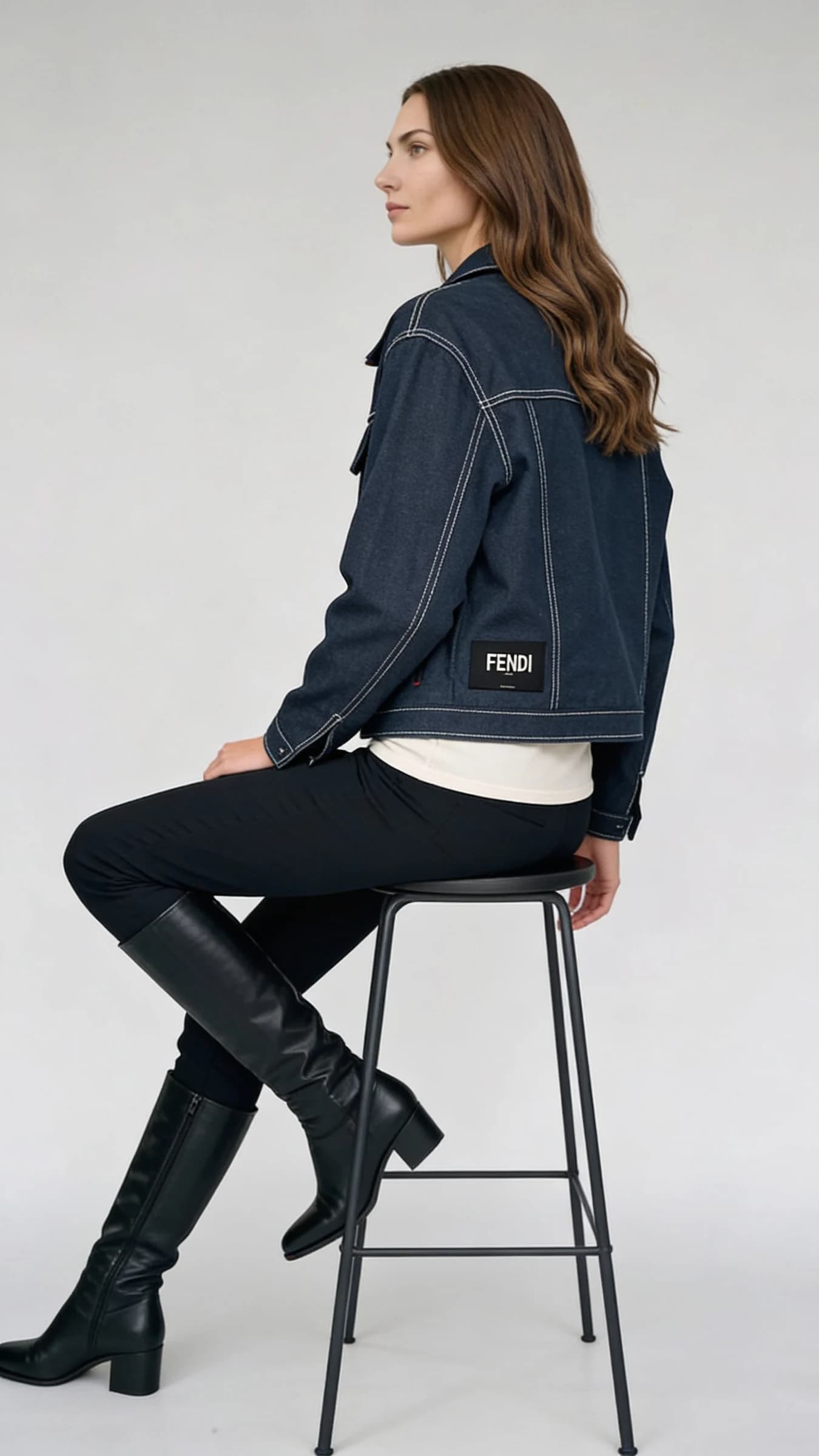 Fendi FF Şeritli Denim Ceket (gpt-seedream) görsel 3