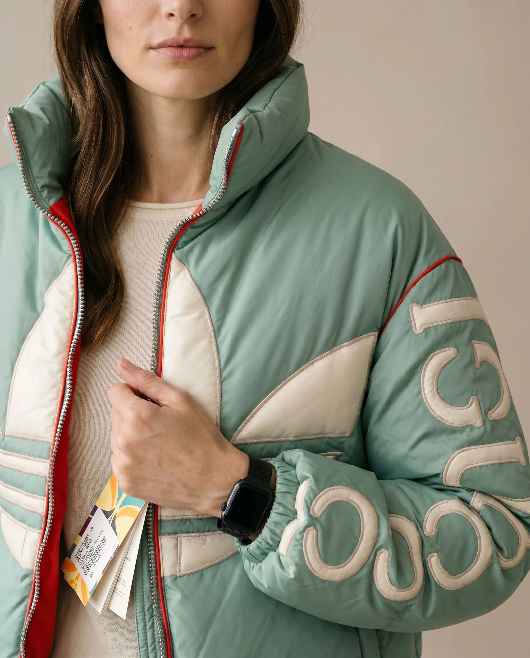 Gucci adidas x Gucci Trefoil Mint Puffer Mont görsel 5